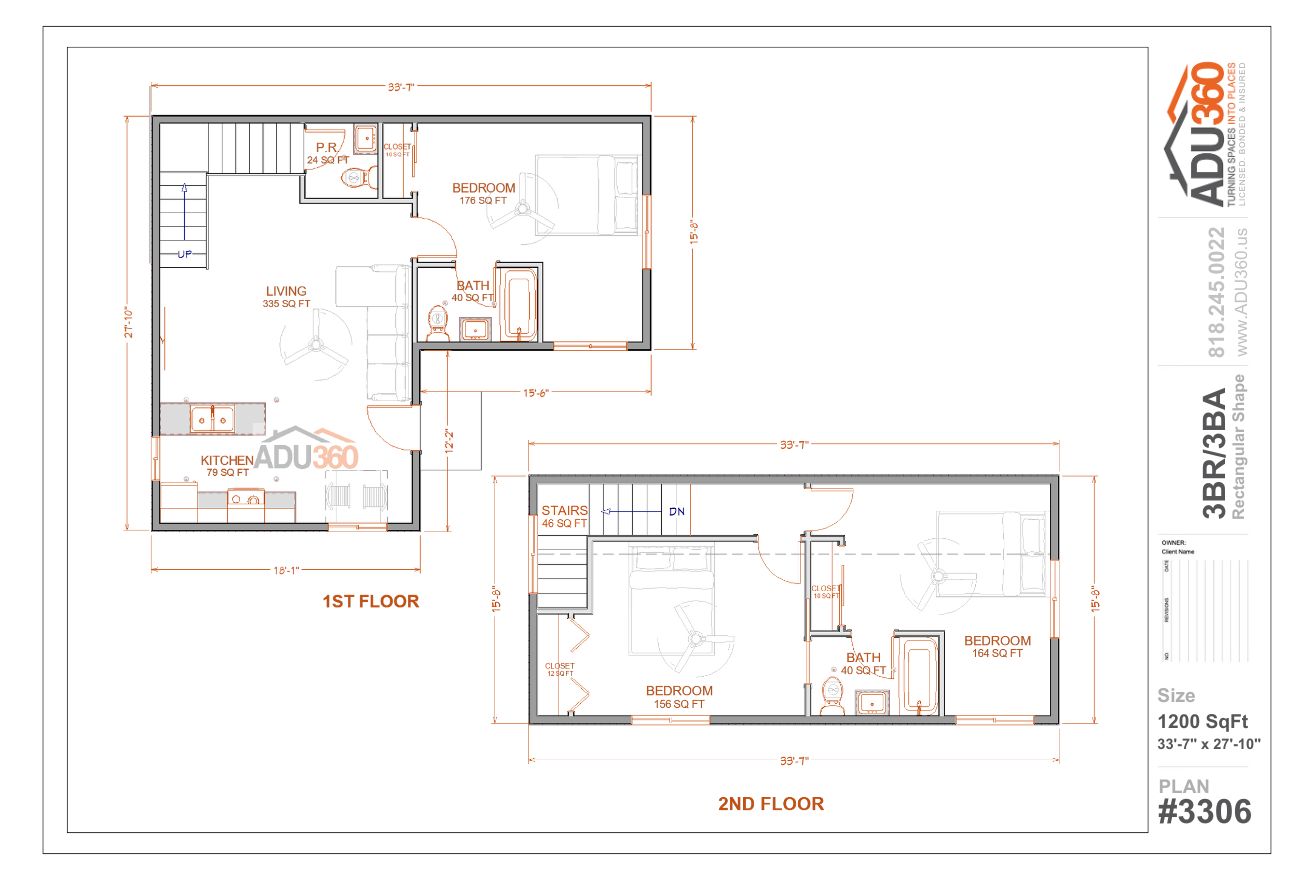 #S2-3306 – 3BR/3BA – 1200 sqft